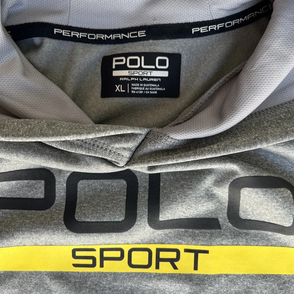 Ralph Lauren Polo Sport Hoodie Youth XL Gray ThermoVent Performance Pullover